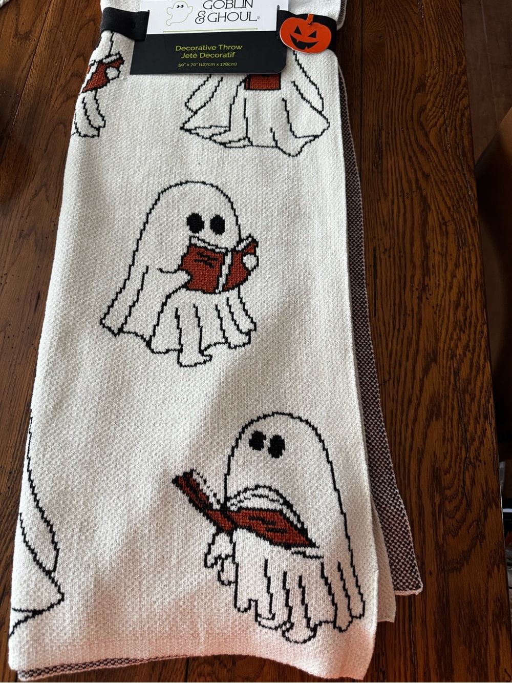 NEW Goblin & Ghoul Ghost Reading Book Throw Blanket 50”x70” Halloween VIRAL